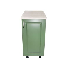 Corp inferior cu 1 Usa Zebra, Alb/MDF Verde si blat travertin 40 x 85 x 60